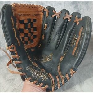 Rawlings RPROG 12 Inch Mark of a Pro Basket-Web Leather Baseball Glove Black Tan
